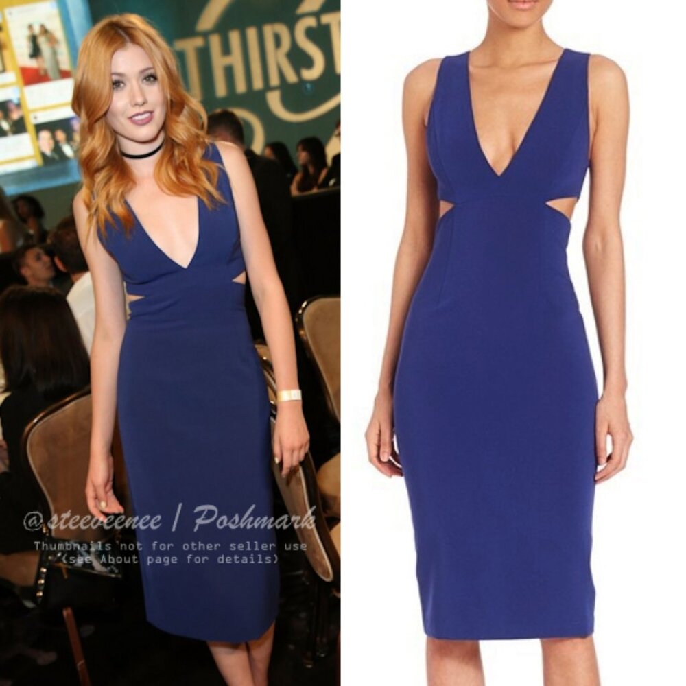 Alice + Olivia Riki Fitted Dress With Waist Cutout ASO Katherine McNamara